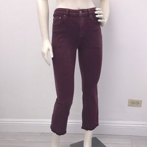 American Eagle Maroon Hi-Rise Crop Flare